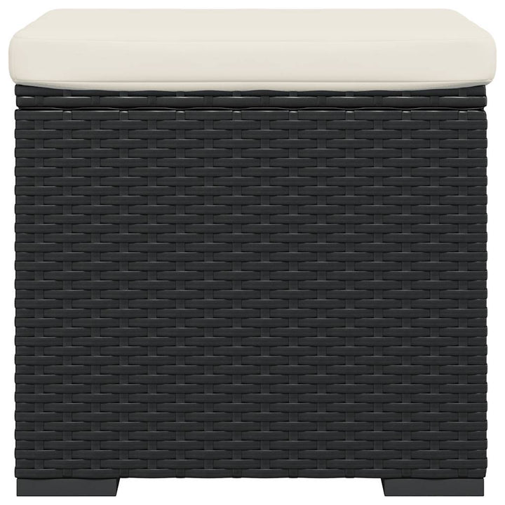 ottoman med hynde 40x30x40 cm polyrattan sort