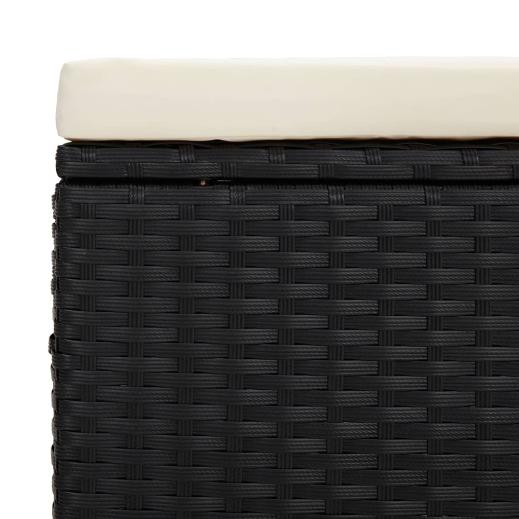 ottoman med hynde 40x30x40 cm polyrattan sort