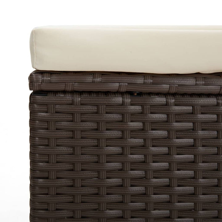 ottoman med hynde 40x30x40 cm polyrattan brun