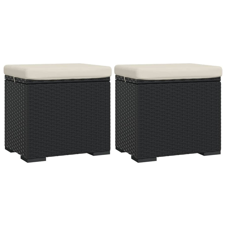 ottomaner med hynder 2 stk. 40x30x40 cm polyrattan sort