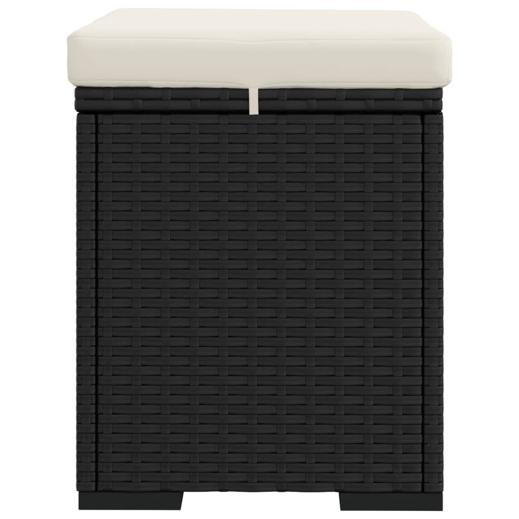 ottomaner med hynder 2 stk. 40x30x40 cm polyrattan sort