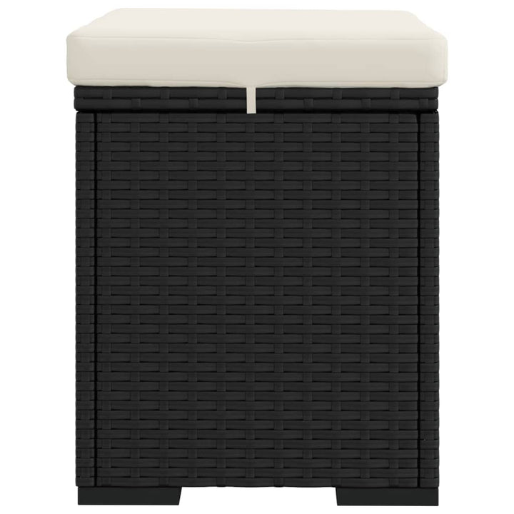 ottomaner med hynder 2 stk. 40x30x40 cm polyrattan sort