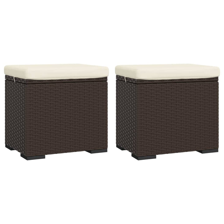 ottomaner med hynder 2 stk. 40x30x40 cm polyrattan brun