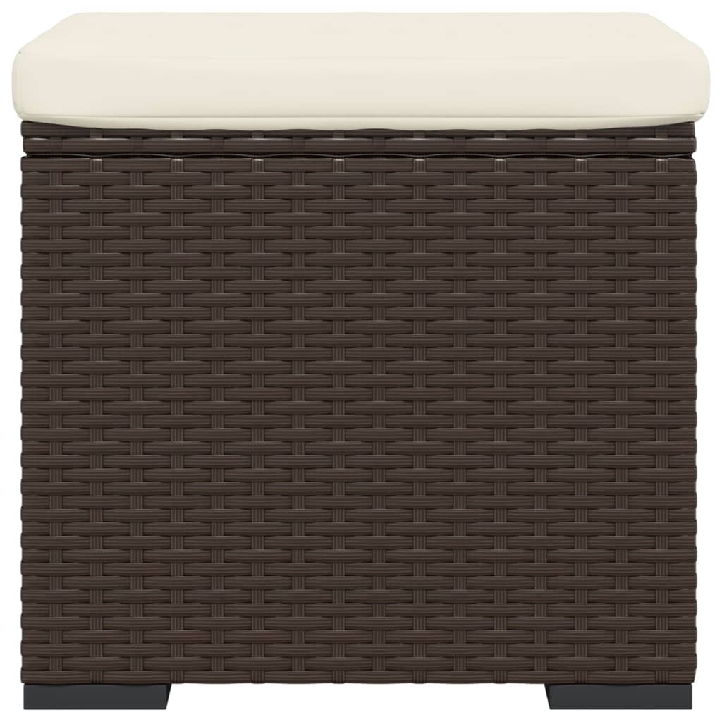 ottomaner med hynder 2 stk. 40x30x40 cm polyrattan brun
