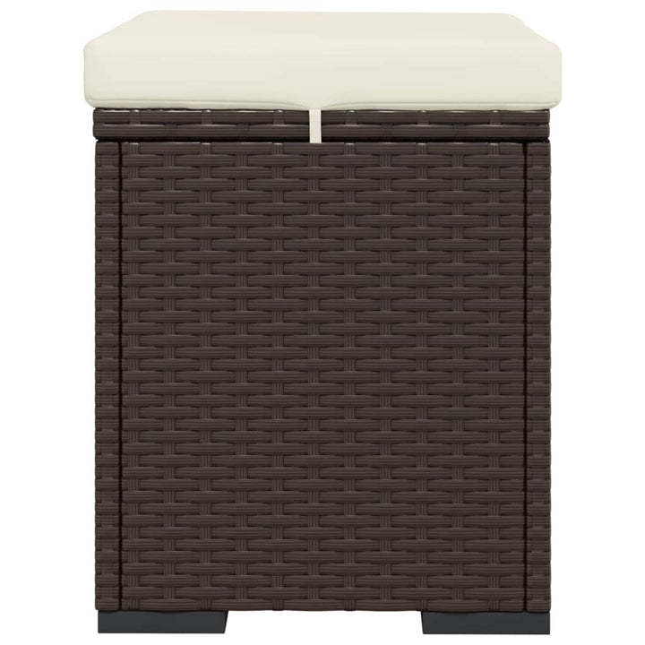 ottomaner med hynder 2 stk. 40x30x40 cm polyrattan brun
