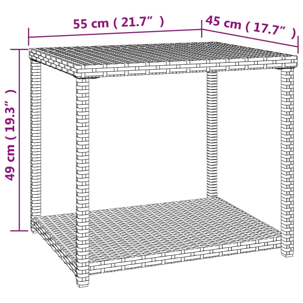 sidebord 55x45x49 cm polyrattan sort