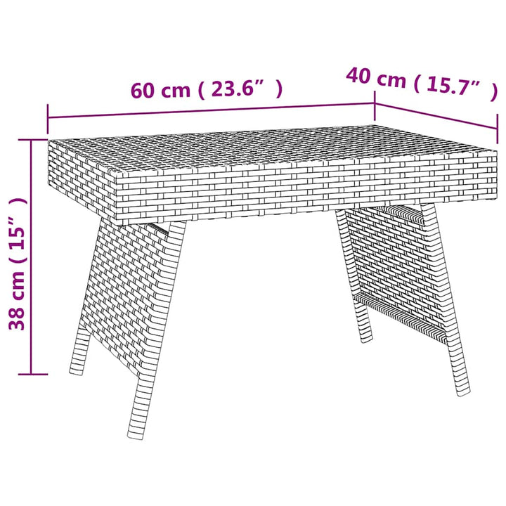 foldbart sidebord 60x40x38 cm polyrattan sort