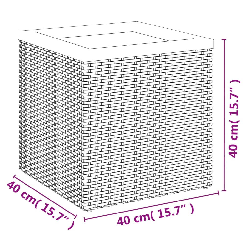 plantekasse 40x40x40 cm polyrattan sort