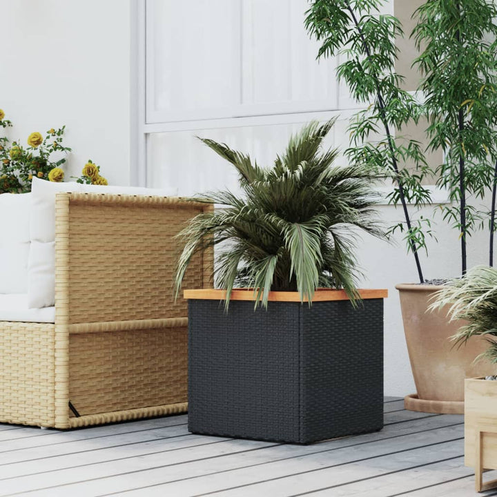 plantekasse 40x40x40 cm polyrattan sort