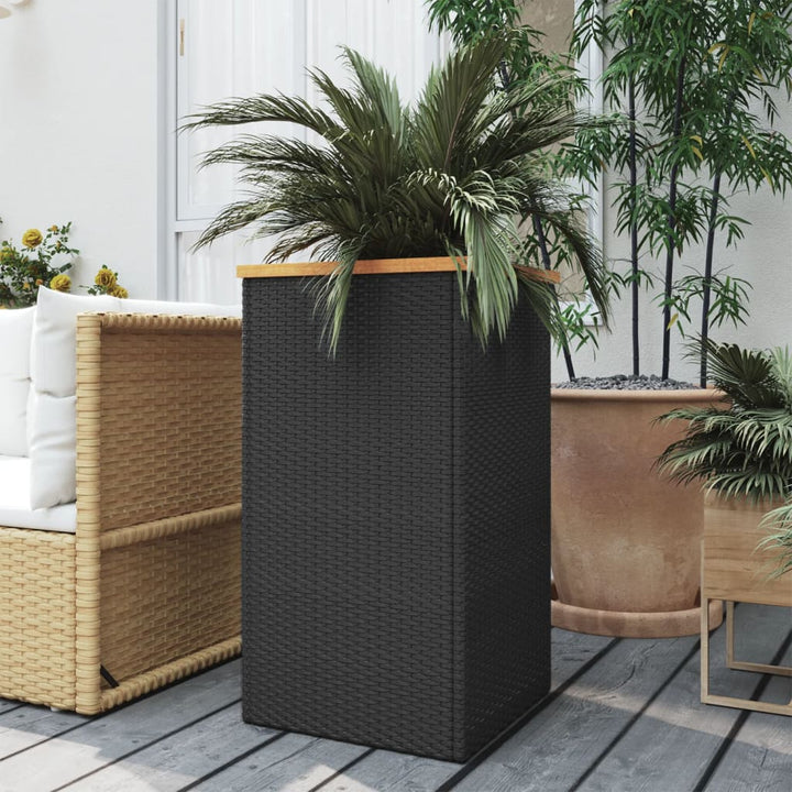 plantekasse 40x40x80 cm polyrattan sort