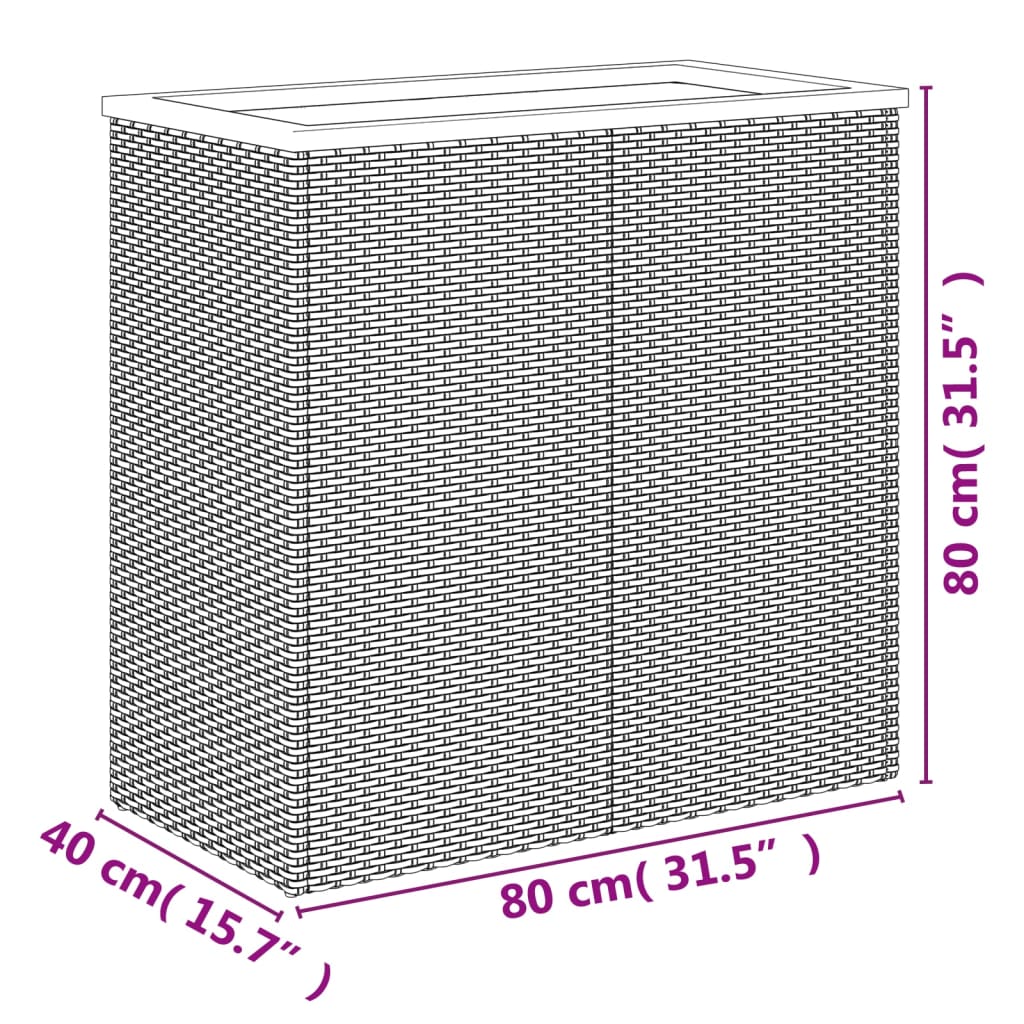 plantekasse 80x40x80 cm polyrattan sort