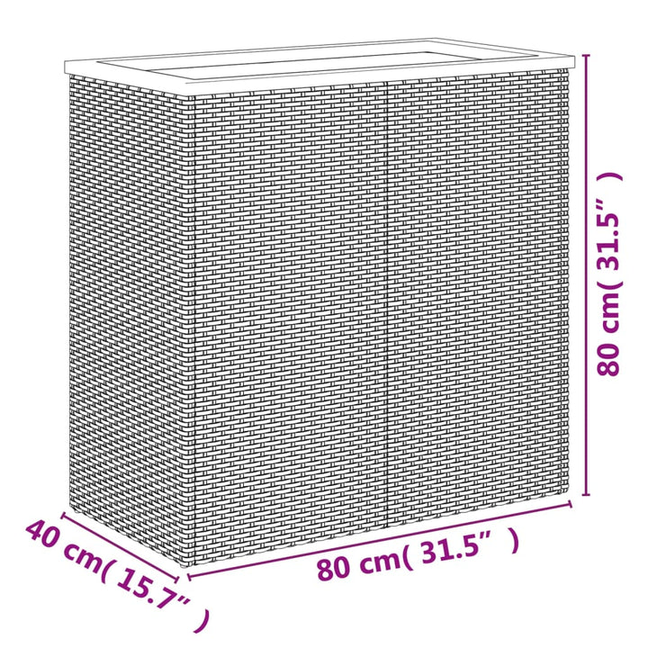plantekasse 80x40x80 cm polyrattan sort