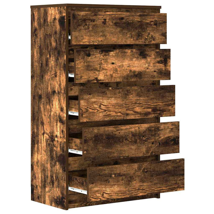 kommode 60x36x103 cm konstrueret træ røget egetræsfarve