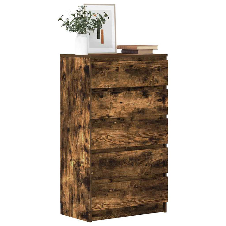 kommode 60x36x103 cm konstrueret træ røget egetræsfarve