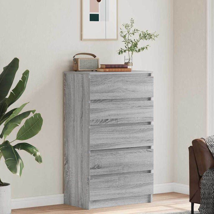 kommode 60x36x103 cm konstrueret træ grå sonoma-eg