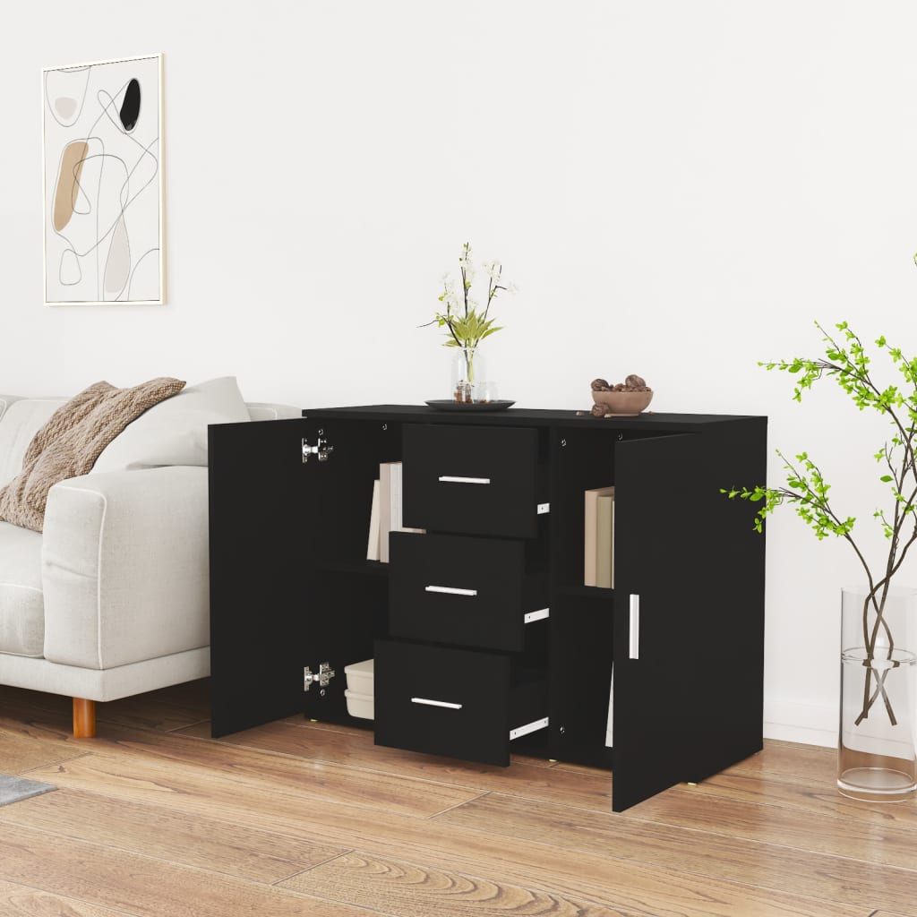 skænk 91x29,5x65 cm konstrueret træ sort