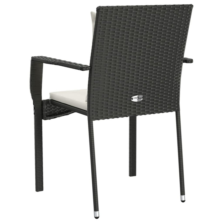 havestole med hynder 2 stk. polyrattan sort