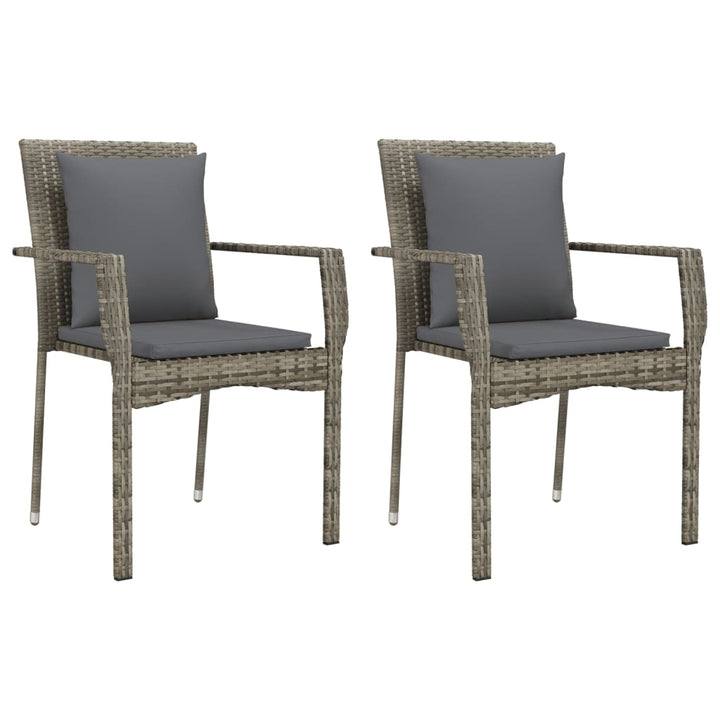 havestole med hynder 2 stk. polyrattan grå