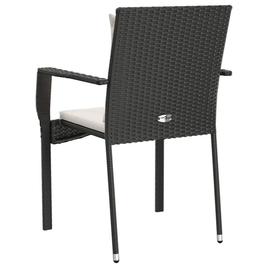 havestole med hynder 4 stk. polyrattan sort