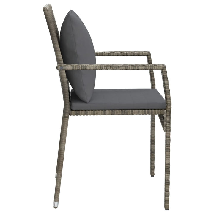 havestole med hynder 4 stk. polyrattan grå