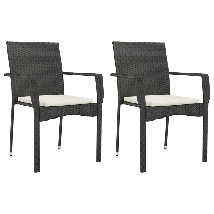 havestole med hynder 2 stk. polyrattan sort