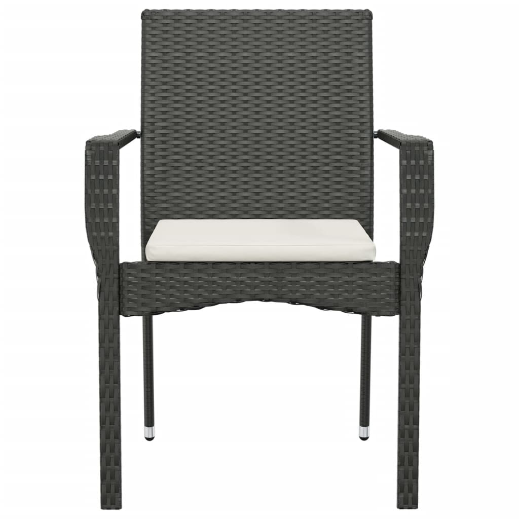 havestole med hynder 2 stk. polyrattan sort