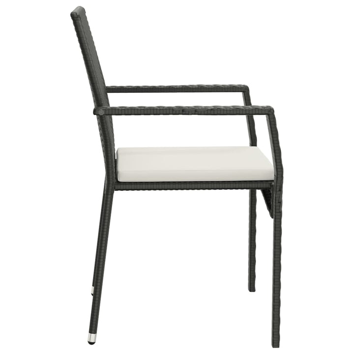 havestole med hynder 2 stk. polyrattan sort