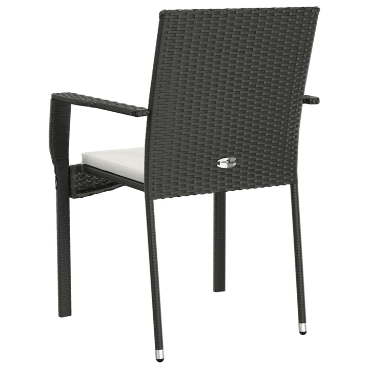 havestole med hynder 2 stk. polyrattan sort