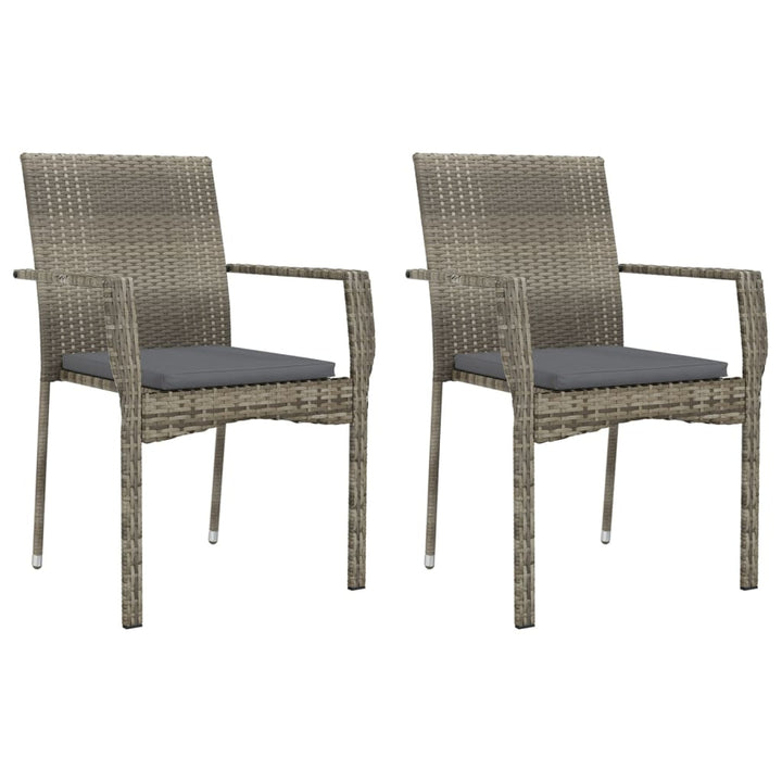 havestole med hynder 2 stk. polyrattan grå