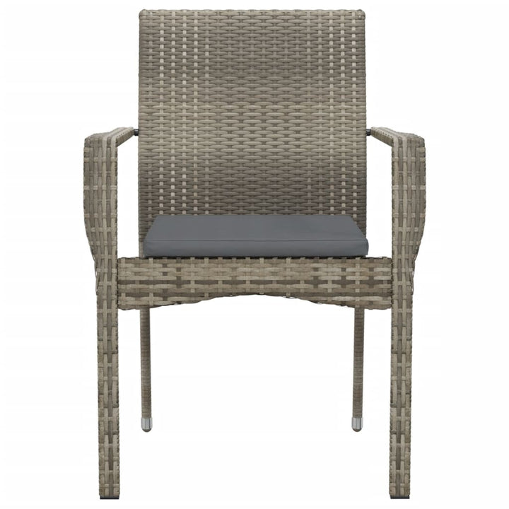 havestole med hynder 2 stk. polyrattan grå