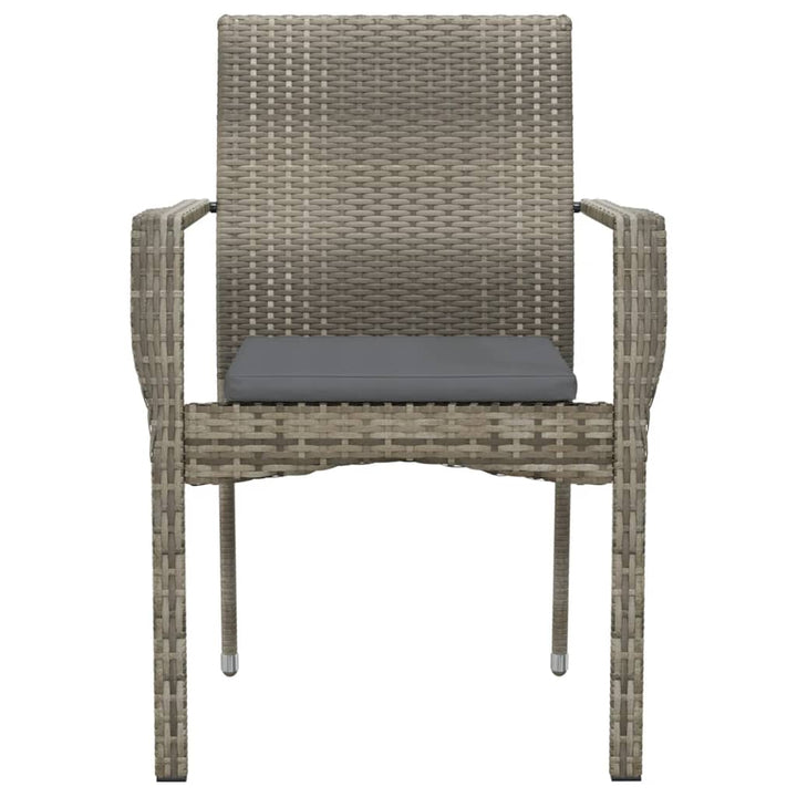 havestole med hynder 4 stk. polyrattan grå