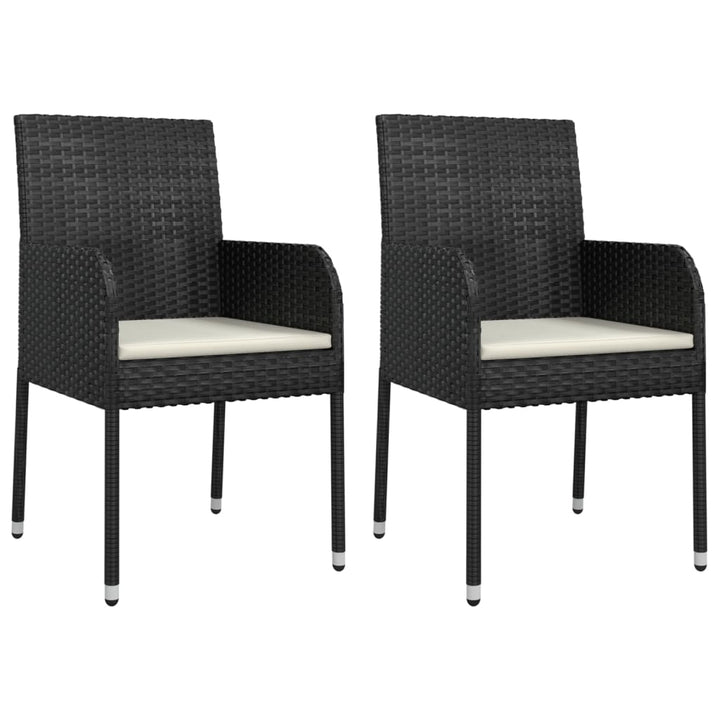 havestole med hynder 2 stk. polyrattan sort