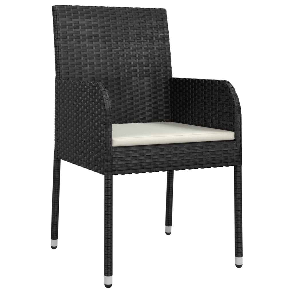 havestole med hynder 2 stk. polyrattan sort