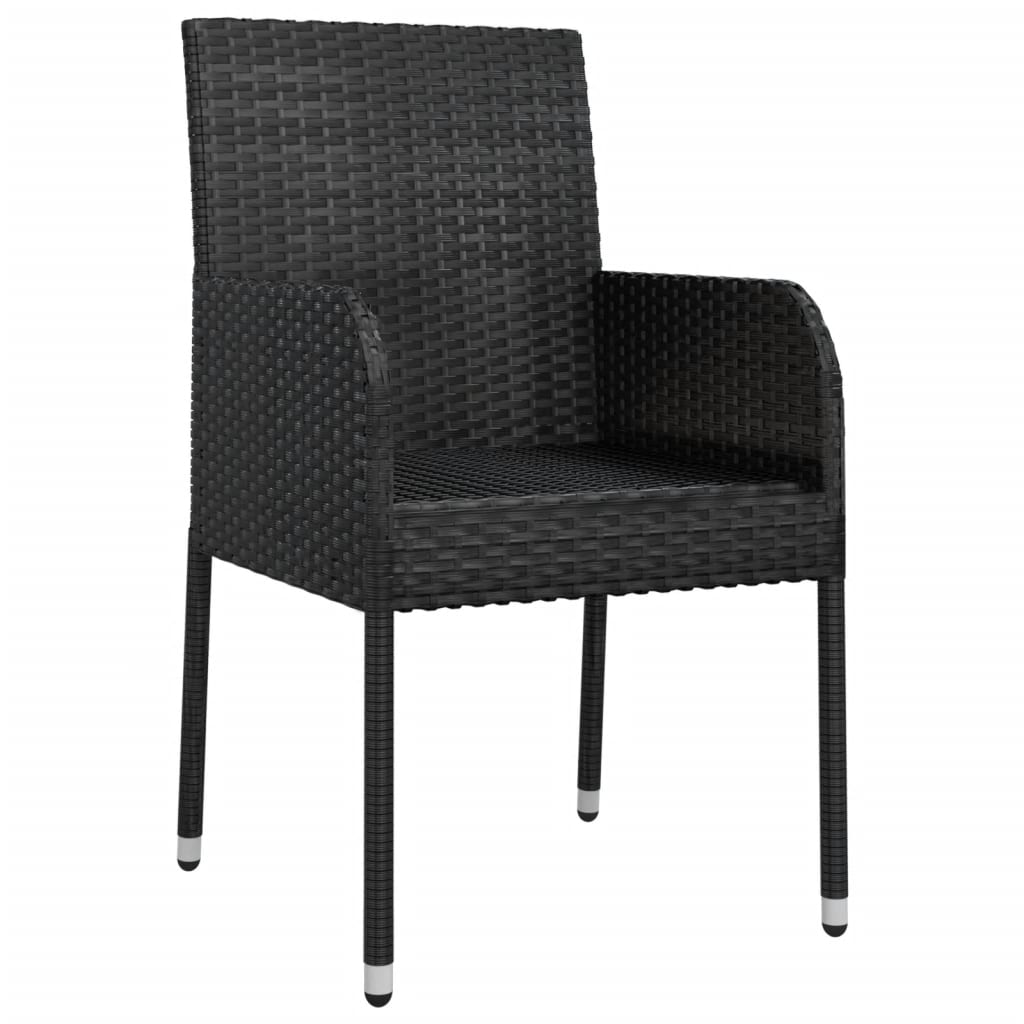 havestole med hynder 2 stk. polyrattan sort