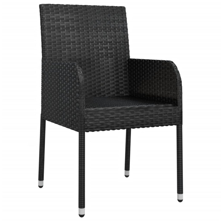 havestole med hynder 2 stk. polyrattan sort