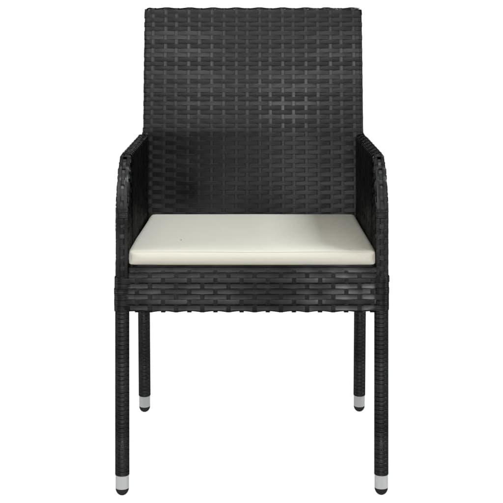 havestole med hynder 2 stk. polyrattan sort