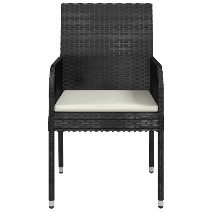 havestole med hynder 2 stk. polyrattan sort