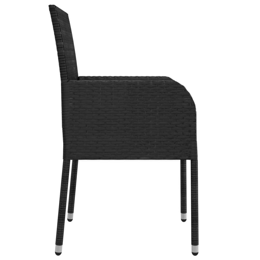 havestole med hynder 2 stk. polyrattan sort