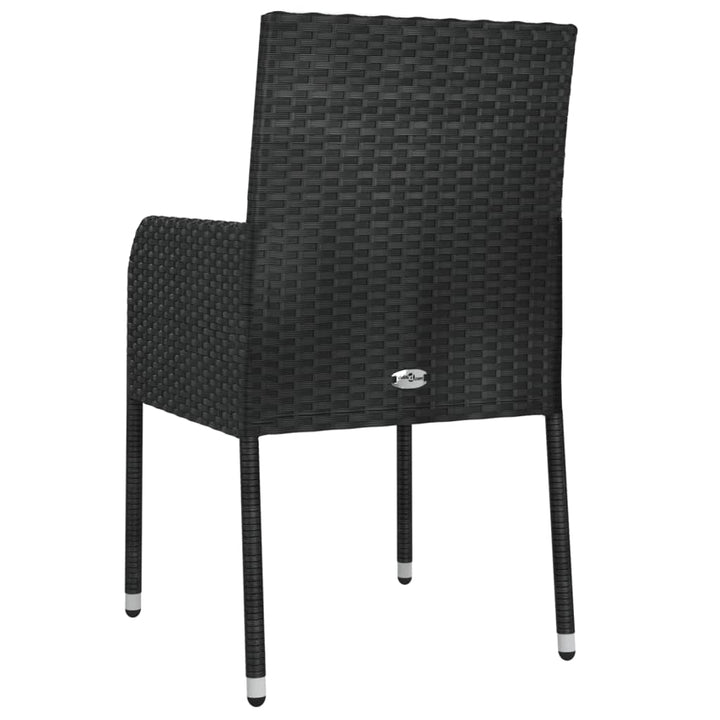 havestole med hynder 2 stk. polyrattan sort