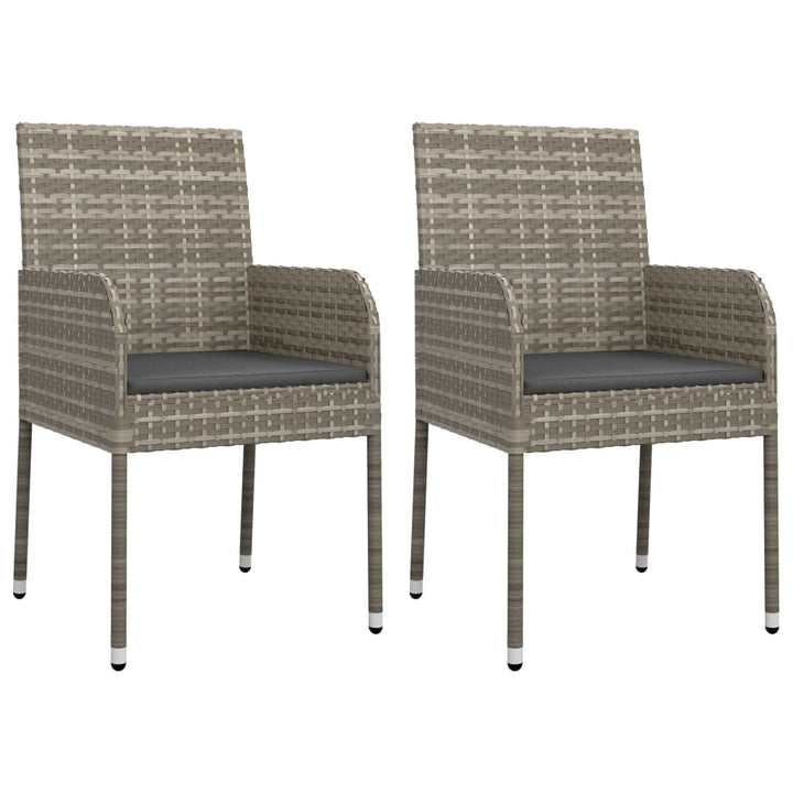 havestole med hynder 2 stk. polyrattan grå