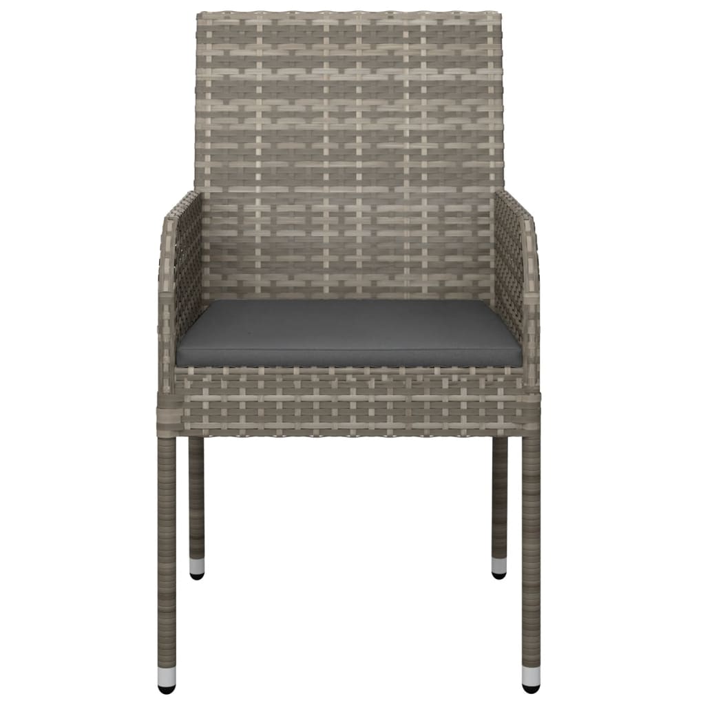 havestole med hynder 2 stk. polyrattan grå