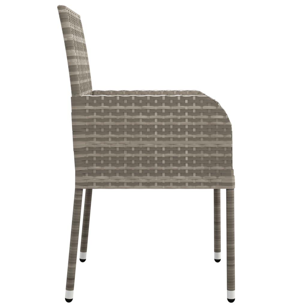 havestole med hynder 2 stk. polyrattan grå