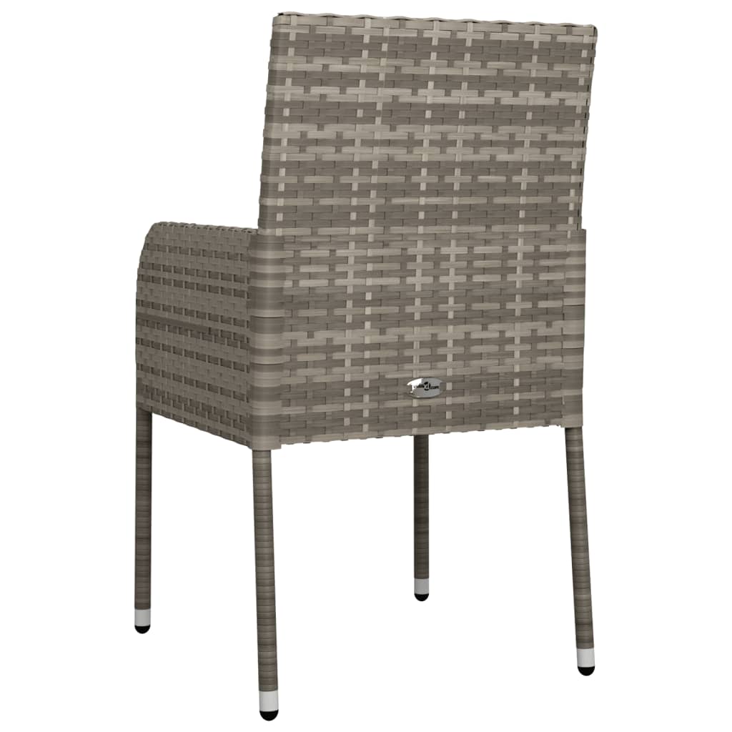 havestole med hynder 2 stk. polyrattan grå