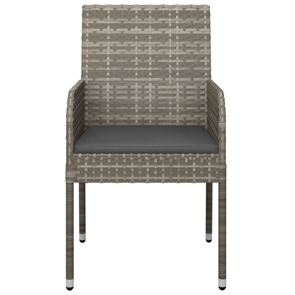 havestole med hynder 4 stk. polyrattan grå