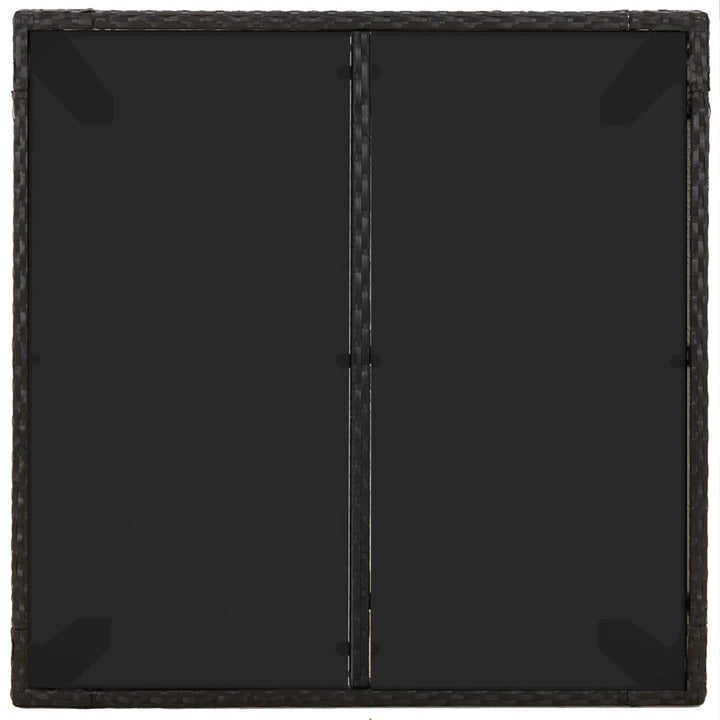 havebord med glastop 90x90x75 cm polyrattan sort