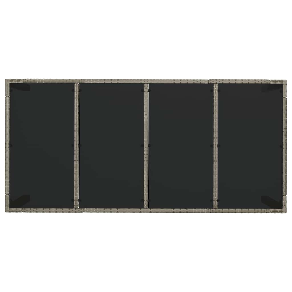 havebord med glastop 190x90x75 cm polyrattan grå