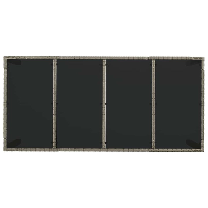 havebord med glastop 190x90x75 cm polyrattan grå
