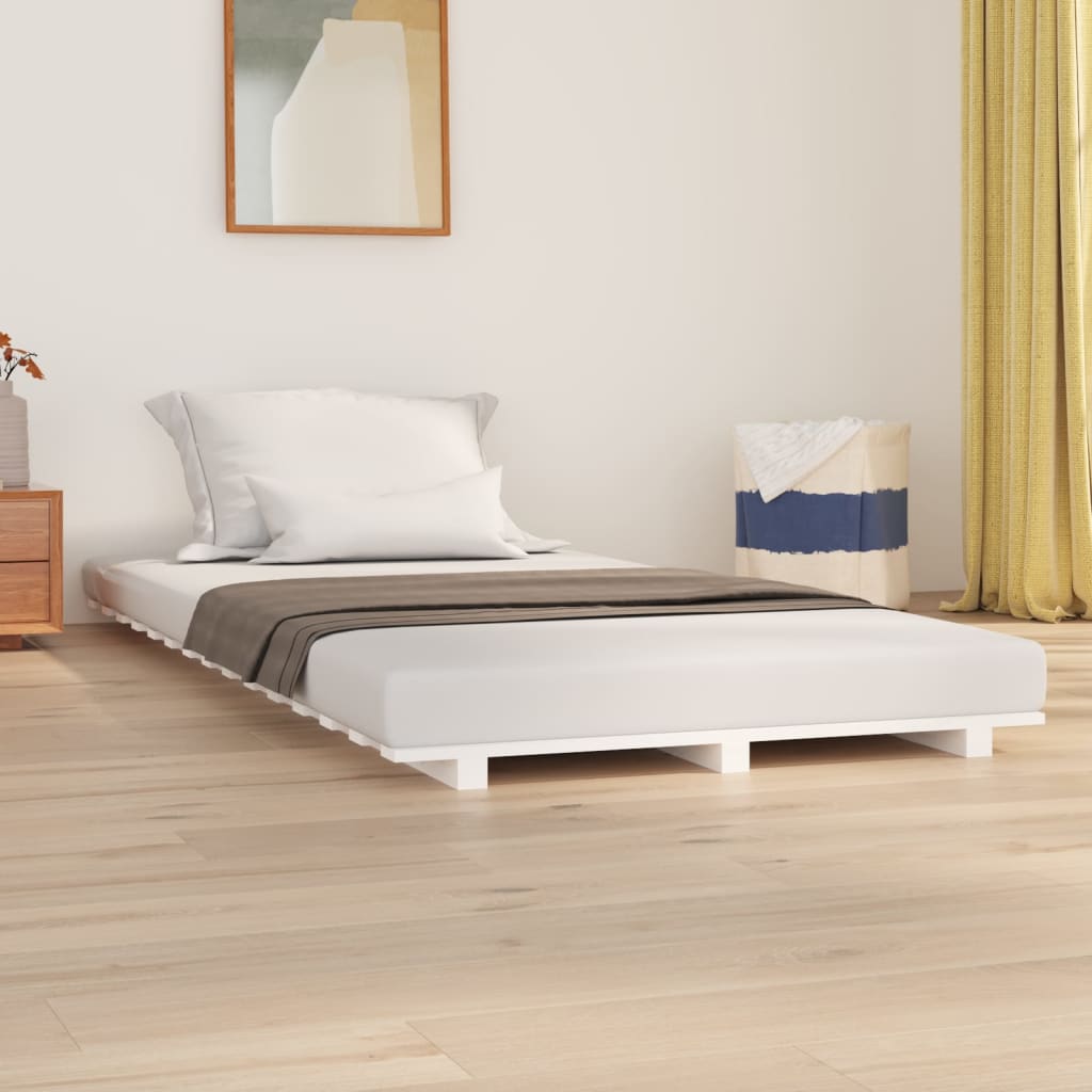 sengeramme 90x200 cm massivt fyrretræ hvid