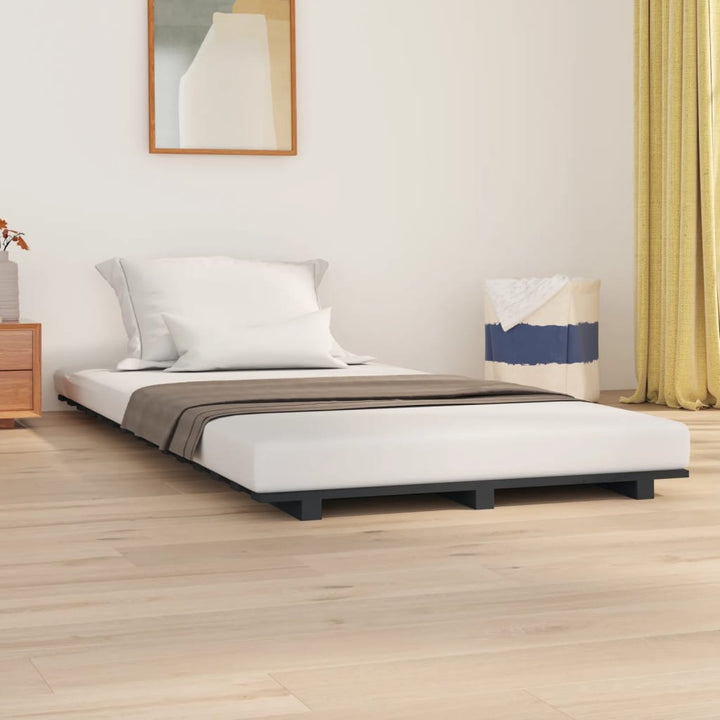 sengeramme 90x200 cm massivt fyrretræ grå