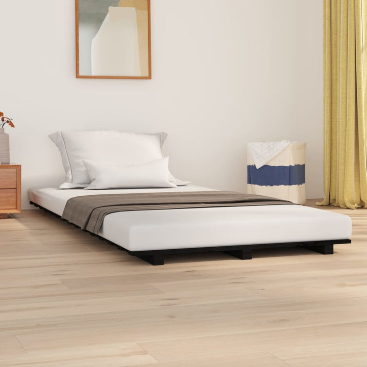 sengeramme 100x200 cm massivt fyrretræ sort